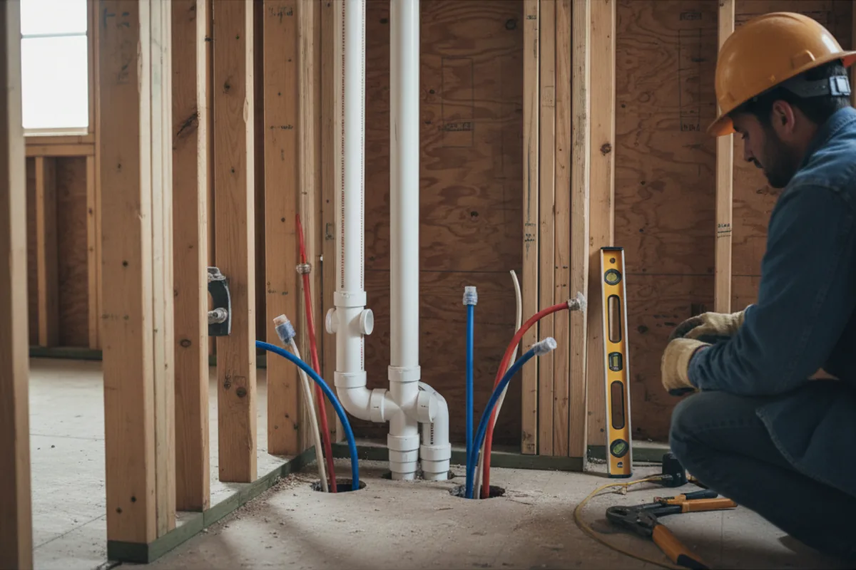 Drain and supply rough-in during Sump Pump Repair in Walnut Shade