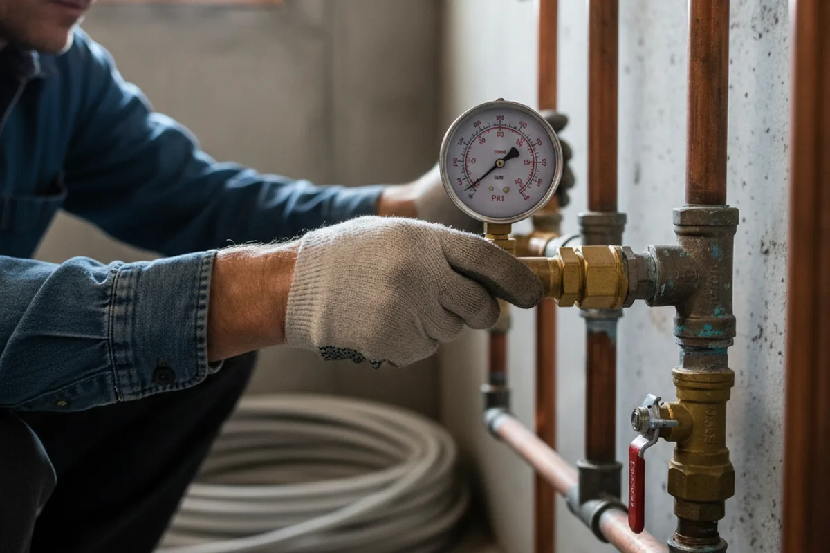 Pressure testing a repaired line during Water Line Repair in Walnut Shade